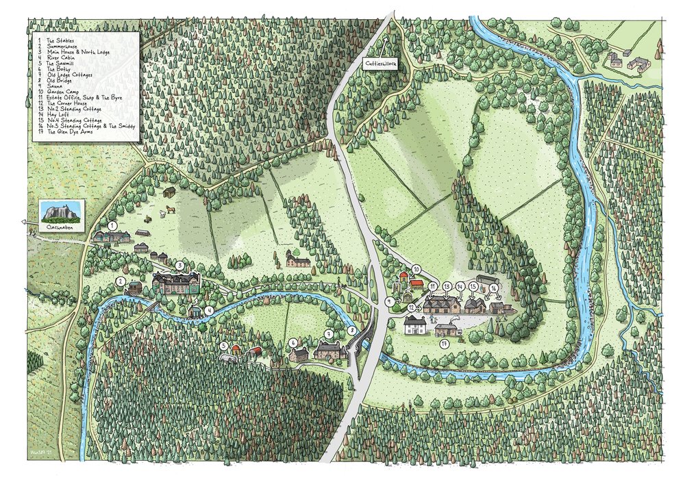 An illustrated map of Bandy Canyon Ranch